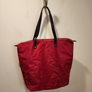 TALBOTS Red Tote Bag with Brown  Handles